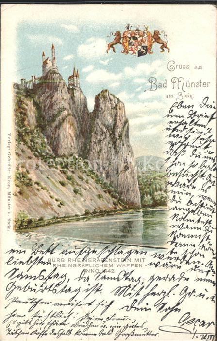 Bad Muenster Stein Ebernburg Burg Rheingrafenstein mit Wappen anno 1442