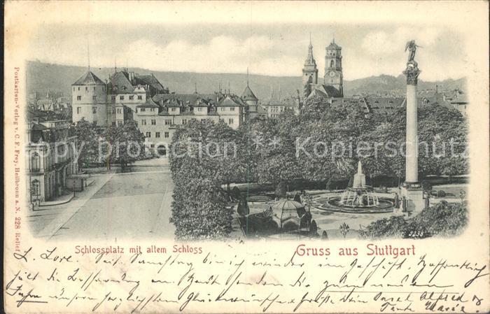 STUTTGART  CITY Schlossplatz Altes Schloss Saeule Brunnen