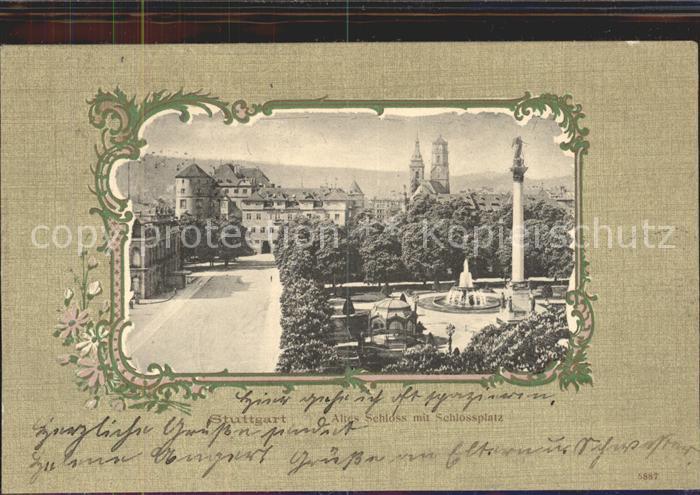 STUTTGART  CITY Schlossplatz Altes Schloss Saeule Brunnen