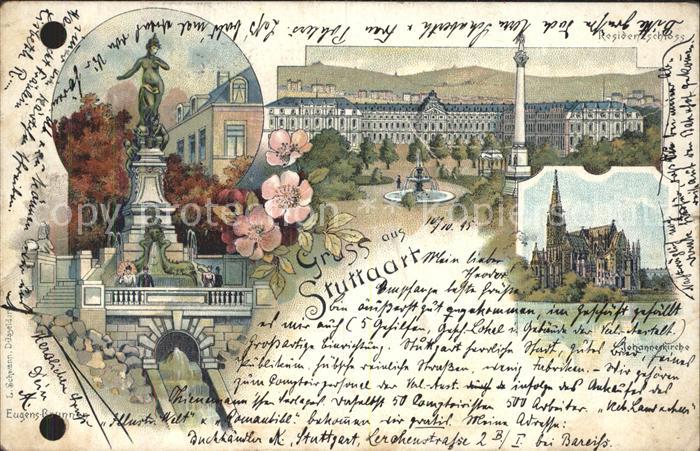 STUTTGART  CITY Eugensbrunnen Residenzschloss Brunnen Saeule Johanneskirche