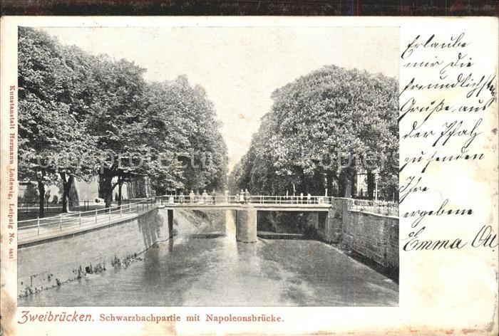Zweibruecken Schwarzbachpartie mit Napoleonsbruecke