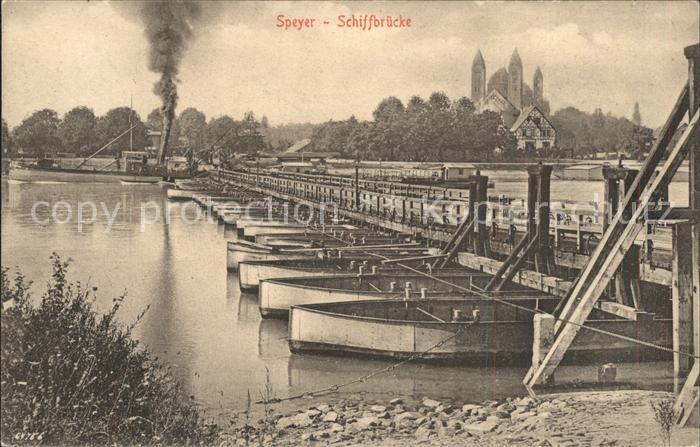 Speyer Rhein Schiffbruecke Dampfer Dom