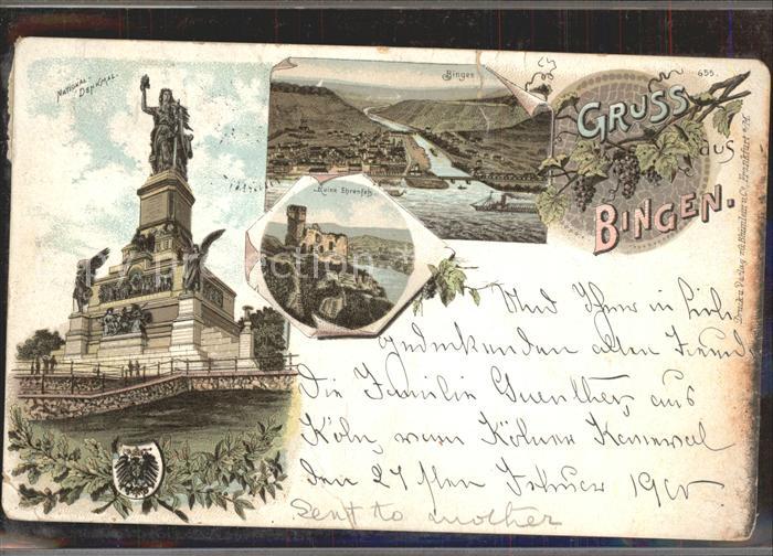 Bingen Rhein Nationaldenkmal Niederwald Ruine Ehrenfels Weinrebe Wappen