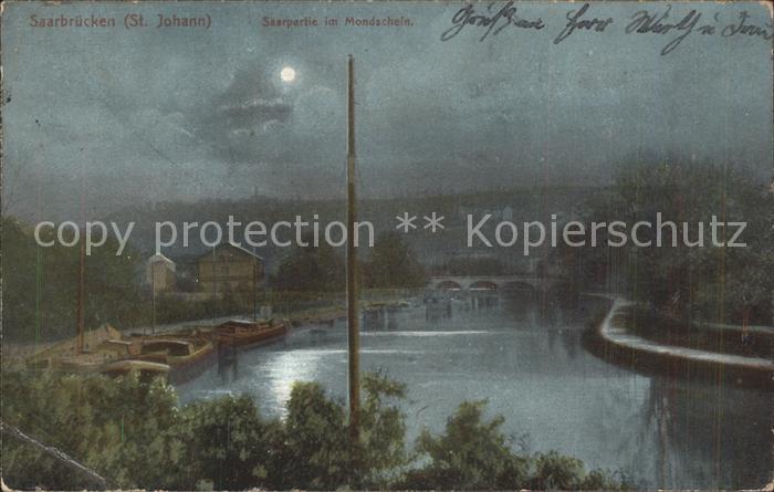 St Johann Saarbruecken Saarpartie im Mondschein