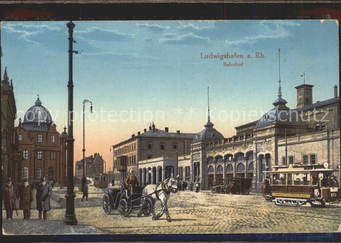 Ludwigshafen Rhein Bahnhof Pferdekutsche Strassenbahn