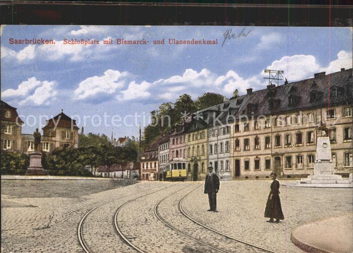 SAARBRueCKEN Saarland Schlossplatz Bismarckdenkmal Ulanendenkmal Strassenbahn