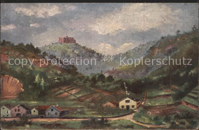 Hambach Weinstrasse Maxburg Ausblick vom Klosterwalde nach Original von SM Edeli