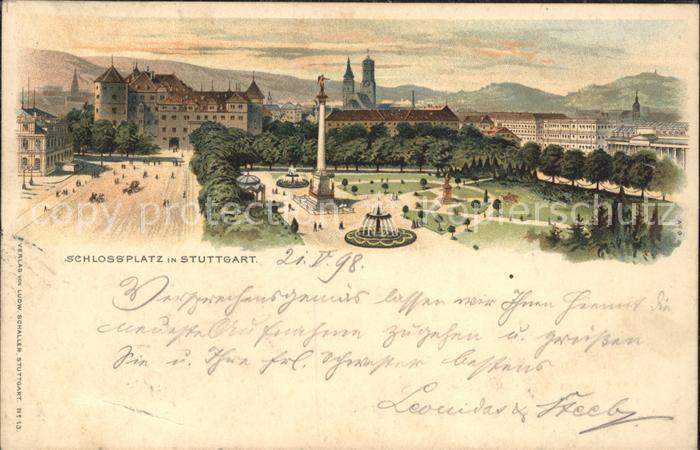 STUTTGART  CITY Schloss Schlossplatz Brunnen Saeule Bahnpost