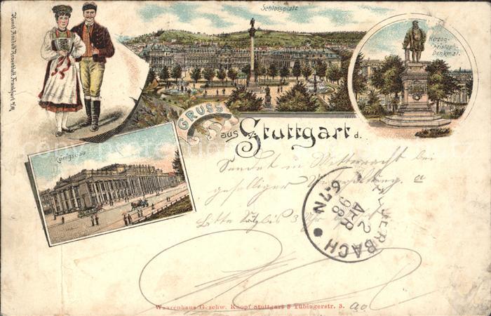 STUTTGART  CITY Trachten Schlossplatz Herzog Christoph Denkmal Koenigsbau