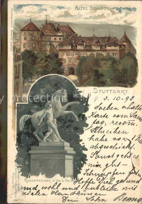 STUTTGART  CITY Altes Schloss Rossbaendiger Skulptur Kuenstlerkarte