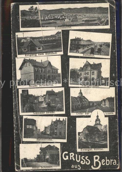 Bebra Bahnhof Schulhaus Postgebaeude Strassenpartie Kirche Hotel