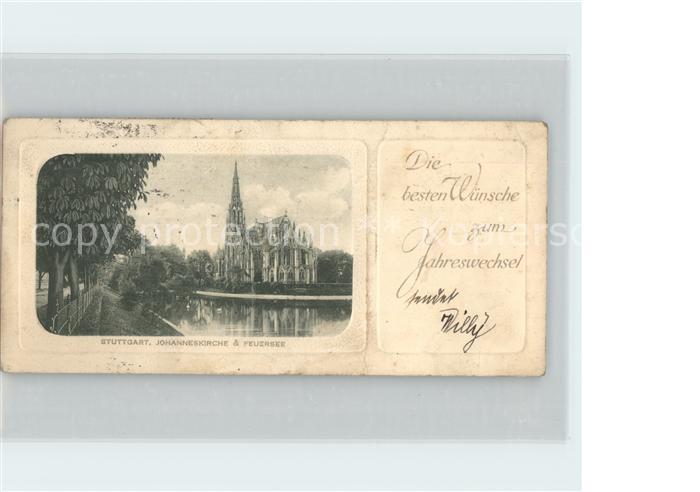 STUTTGART  CITY Johanneskirche mit Feuersee Neujahrskarte