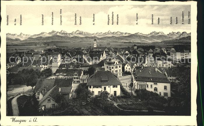 Wangen Allgaeu mit Alpenkette