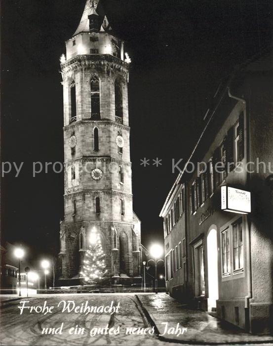 Balingen Stadtkirche bei Nacht Weihnachtskarte
