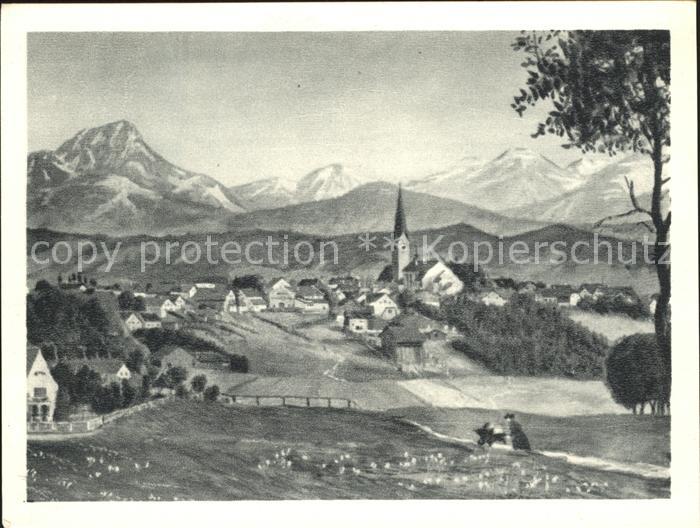 Holzkirchen Oberbayern mit Wendelstein Kuenstlerkarte