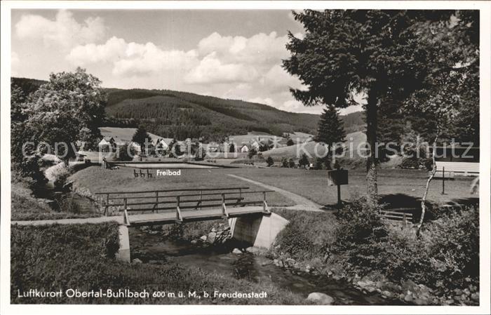 Buhlbach Obertal Partie am Bach Bruecke Freibad Luftkurort
