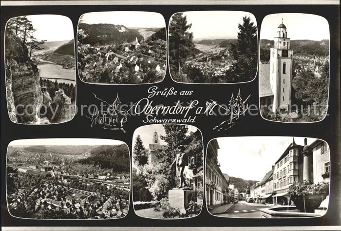 Oberndorf Neckar Panorama Blick ins Tal Denkmal Skulptur Strassenpartie Bromsilb