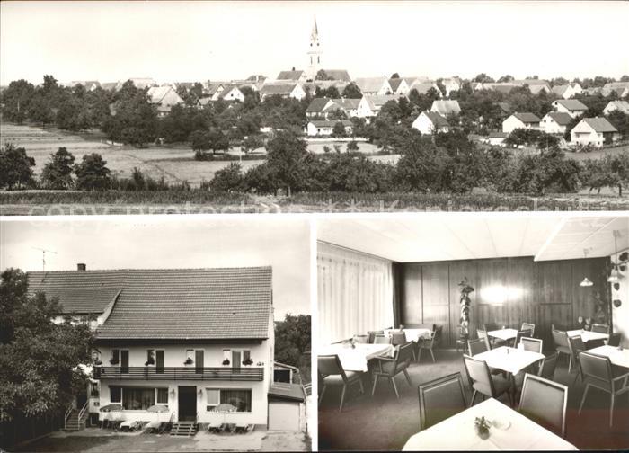 Bierlingen Ortsansicht mit Kirche Cafe Pension Ruggaber Bromsilber