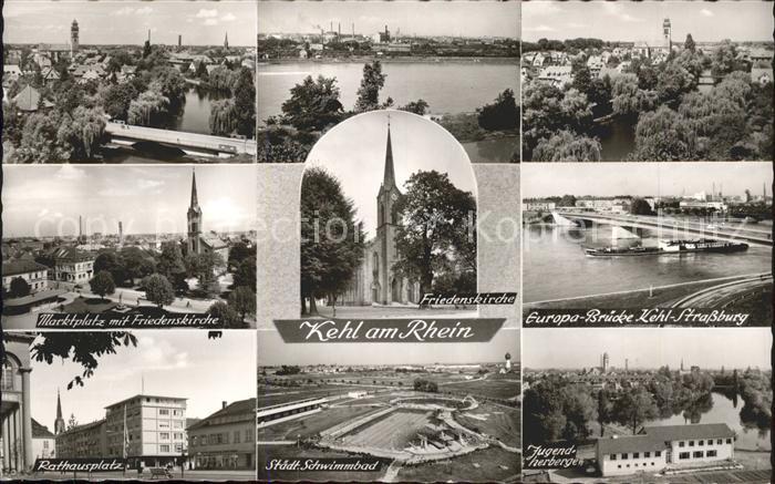 Kehl Rhein Europa Bruecke Kehl Strassburg Marktplatz Friedenskirche Rathausplatz