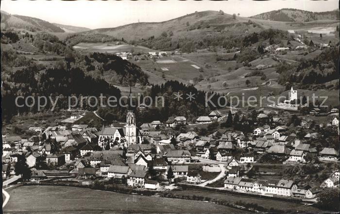 Schoenau Schwarzwald Parkhotel Sonne Ortsansicht Kirche