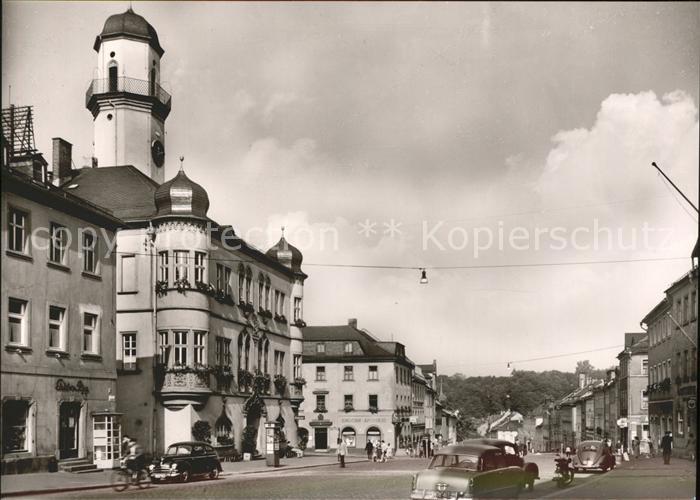 Hof Saale Rathaus mit Ludwigstrasse Autos