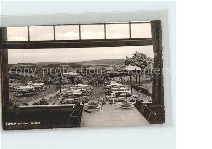 Siedelsbrunn Ausblick von der Terrasse Hoehengasthaus Morgenstern