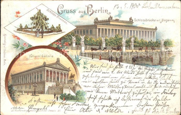 BERLIN  CITY Schlossbruecke Museum National Gallerie Schlossbrunnen