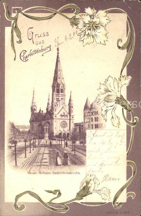Charlottenburg Kaiser-Wilhelm Gedaechtnisskirche Litho
