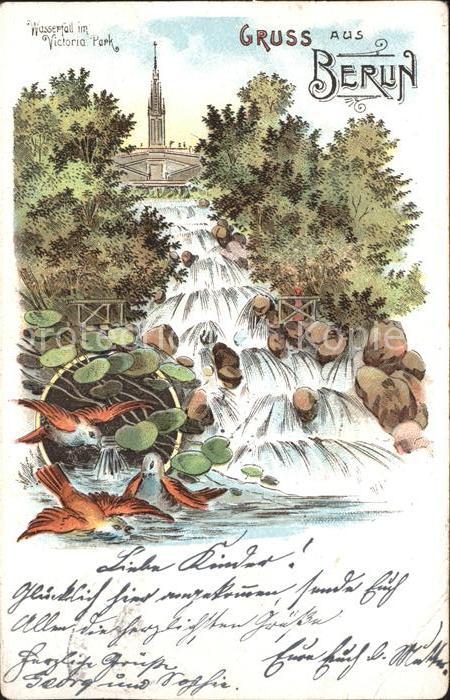 BERLIN  CITY Wasserfall Victoria Park Litho