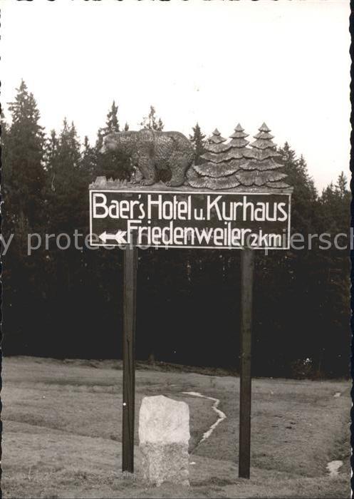 Friedenweiler Baer's Hotel-Kurhaus Ortsschild