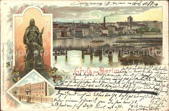BERLIN  CITY Kgl. Muenze Bruecke Heil. Gertrud Litho