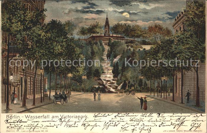 BERLIN  CITY Wasserfall Victoriapark Litho