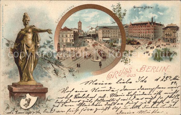 BERLIN  CITY Grand Hotel Koenigsstrasse Litho