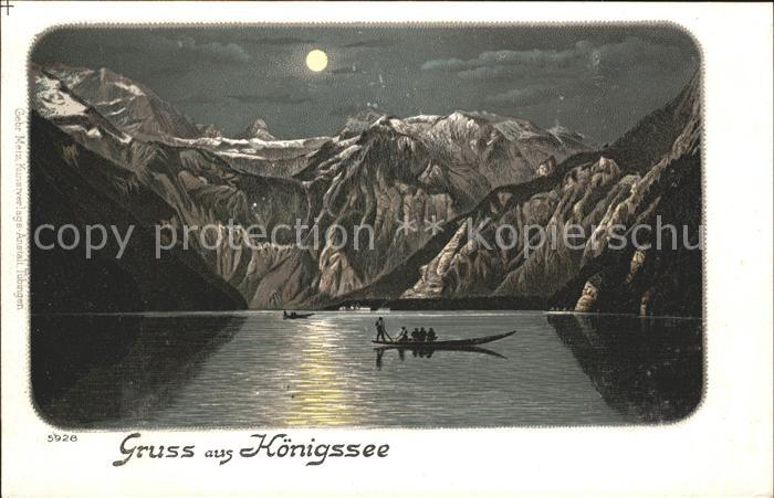 Koenigsee Berchtesgaden Panorama im Mondschein