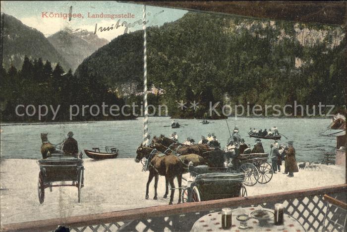Koenigsee Berchtesgaden Landungsstelle Bootspartie Pferdekutschen