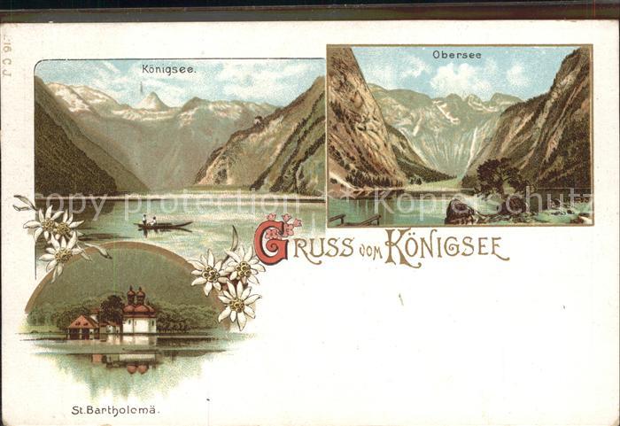 Koenigsee Berchtesgaden mit Obersee und St Bartholomae
