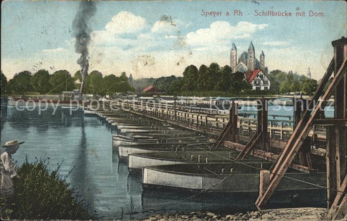 Speyer Rhein Schiffbruecke Dom