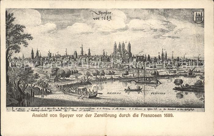 Speyer Rhein vor der Zerstoerung durch die Franzosen