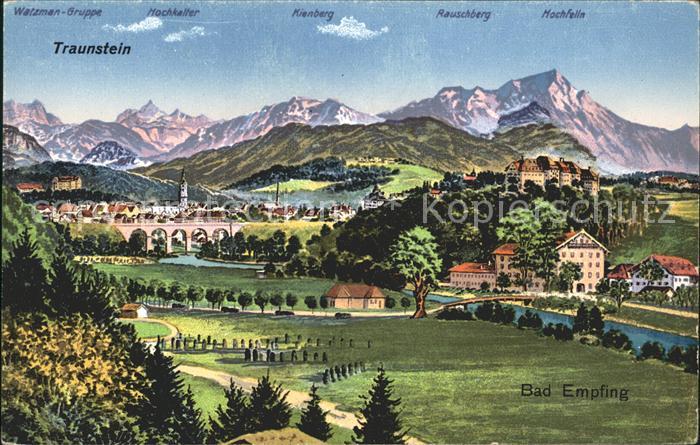 Traunstein Oberbayern Bad Empfing Viadukt Zeichnung