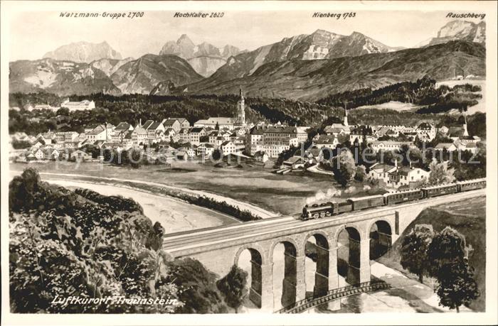 Traunstein Oberbayern Eisenbahnviadukt Watzmann