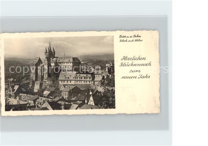 Diez Lahn mit Schloss Neujahrskarte