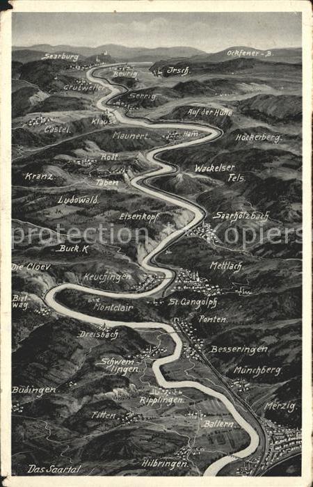 Mettlach Panoramakarte Saarhoelzbach Dreisbach Hilbringen