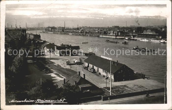 MANNHEIM BW Rheinansicht Dampfer Lastkahn