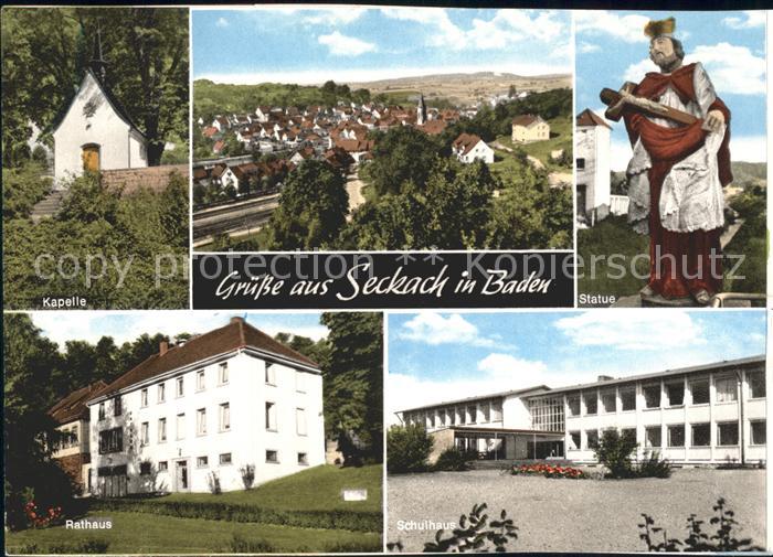 Seckach Kapelle Rathaus Schulhaus Statue