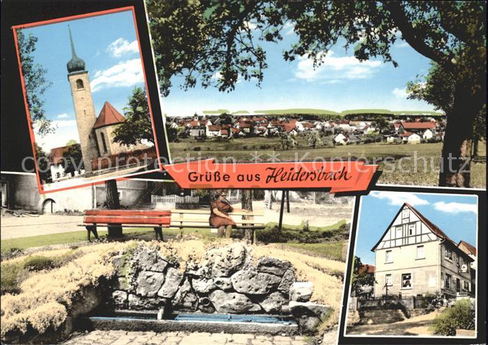 Heidersbach Dorfansicht Frau auf Bank