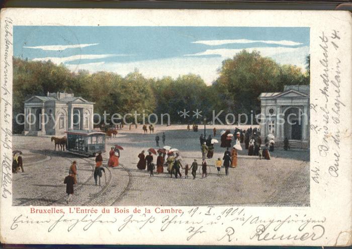 Bruxelles Bruessel Entree du Bois de la Cambre Strassenbahn