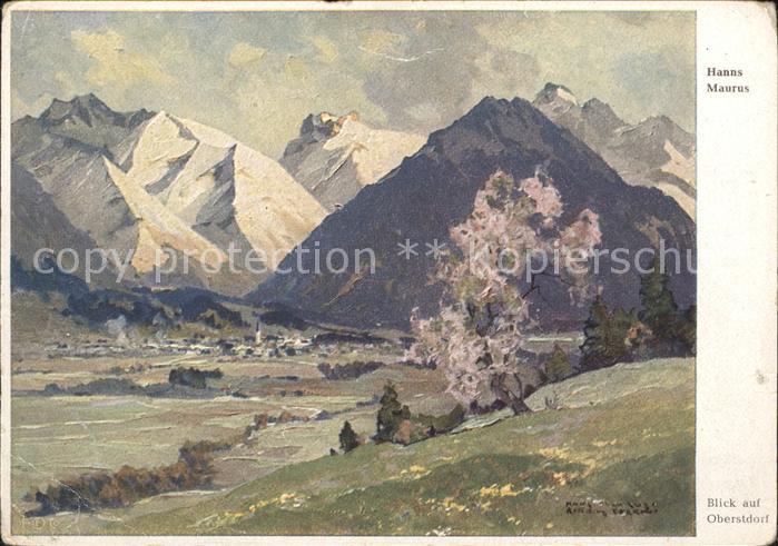 Kuenstlerkarte Hanns Maurus Blick auf Oberstdorf Nr. 5