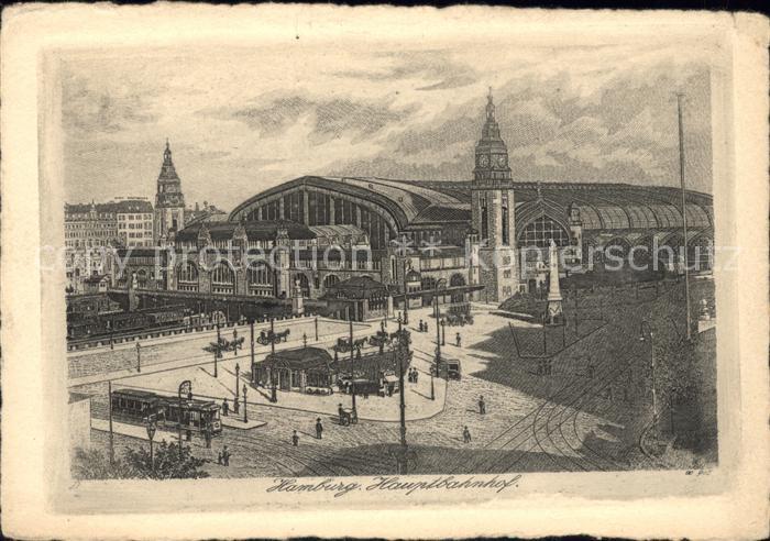 Bahnhof Hamburg Hauptbahnhof Kupferradierung