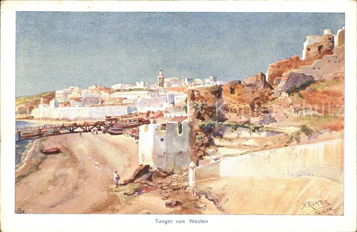 Tanger Tangier Tangiers von Westen Kuenstlerkarte 16 B. Richter