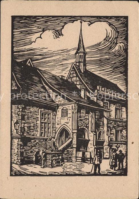 Goettingen Niedersachsen Goettinger Rathaus Holzschnitt